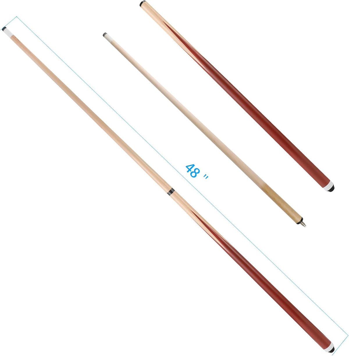 Pool Cue 48" 2PCS Screw Type 20OZ 13MM Tip Coffee