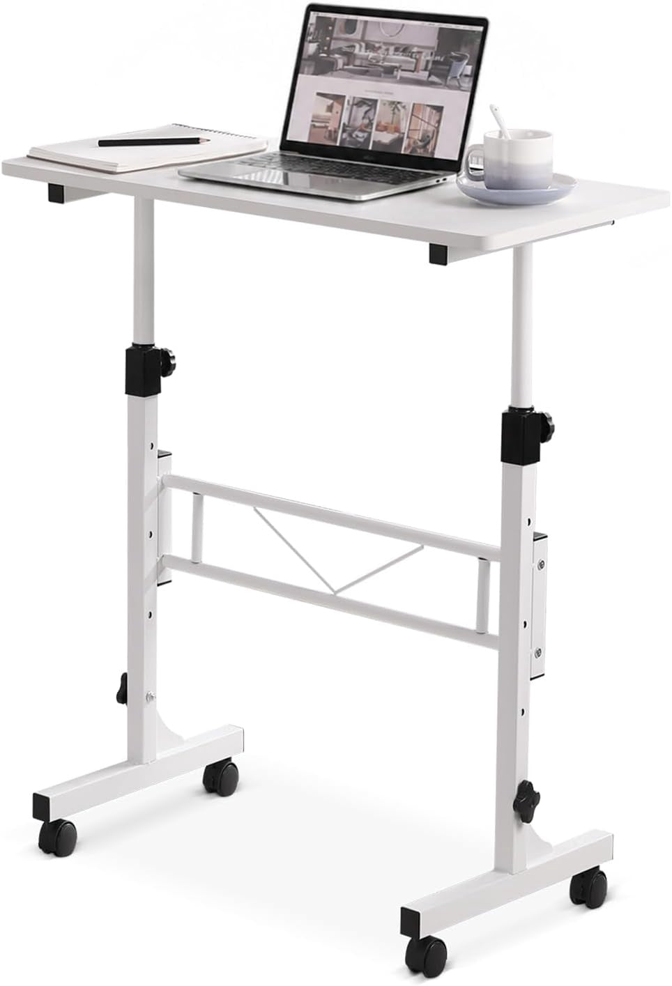 Computer Desk Standing Adjustable Compact White MD06G