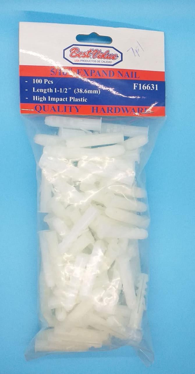 BEST VALUE Wall Plug White 3/8" #F16632 100PCS Pk