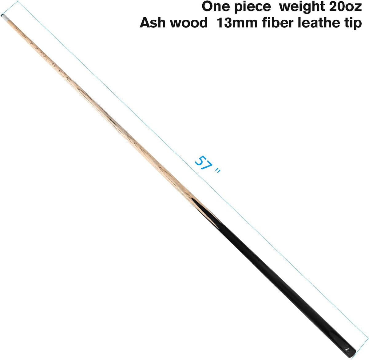 Pool Cue 58" 1PCS 20OZ 13MM Tip Black Hmqq