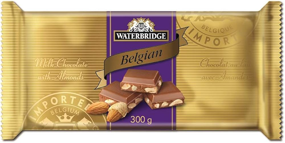 WATERBRIDGE Belgian Milk Chocolate with Almonds 300G