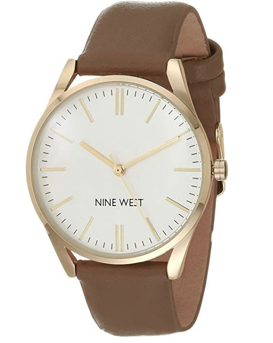 NINE WEST Watch Women's Tan Strap Round 1994SVTN