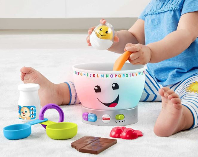 FISHER-PRICE Toy Mixing Bowl W/ Pretend Food, Lights & Music