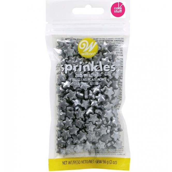 WILTON Baking Sprinkles Stars Silver 03-3079 2OZ 56G
