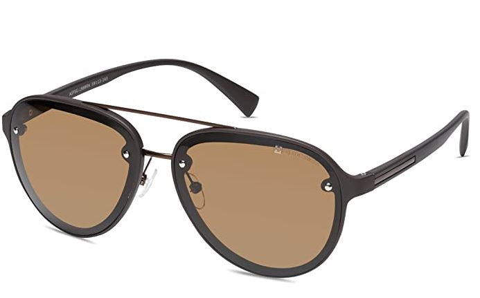 ALPINESWISS Sunglasses Alpine Swiss Mens Polarized Aviator Lightweight 100% Uv 400 Protection Brown