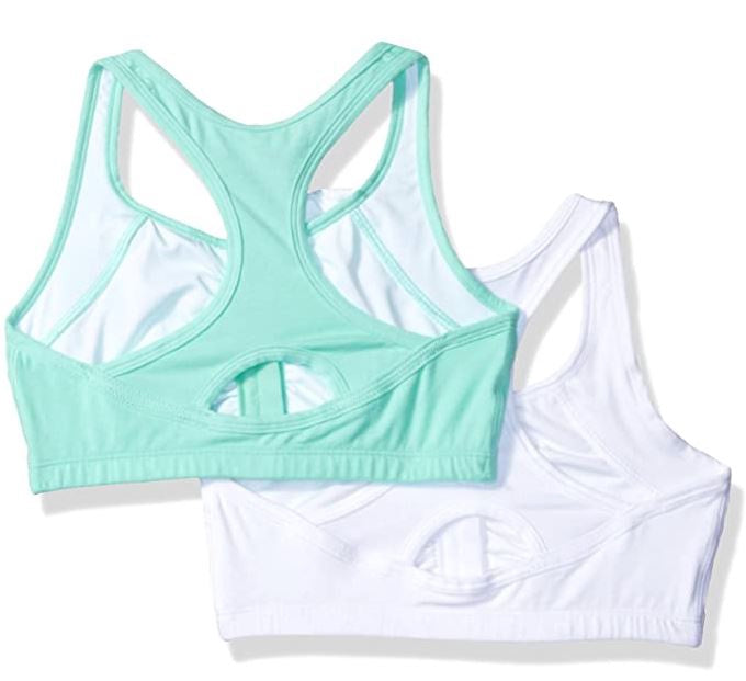 FRUIT OF THE LOOM Women Sports Bra Fruit of Loom Front Close Racerback MINT/WHITE 2PK