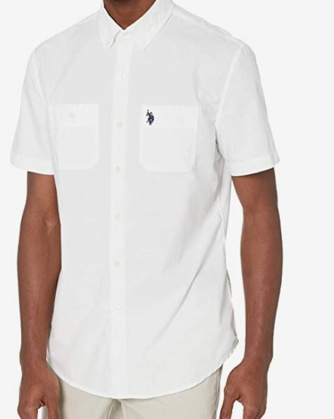 US POLO ASSN. Men Shirt Us Polo Short Sleeve Button Down White