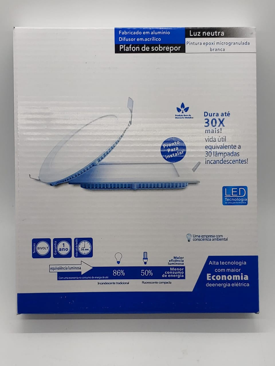 Light LED Panel 12W Round Warm White Flat 85-265V 3500K