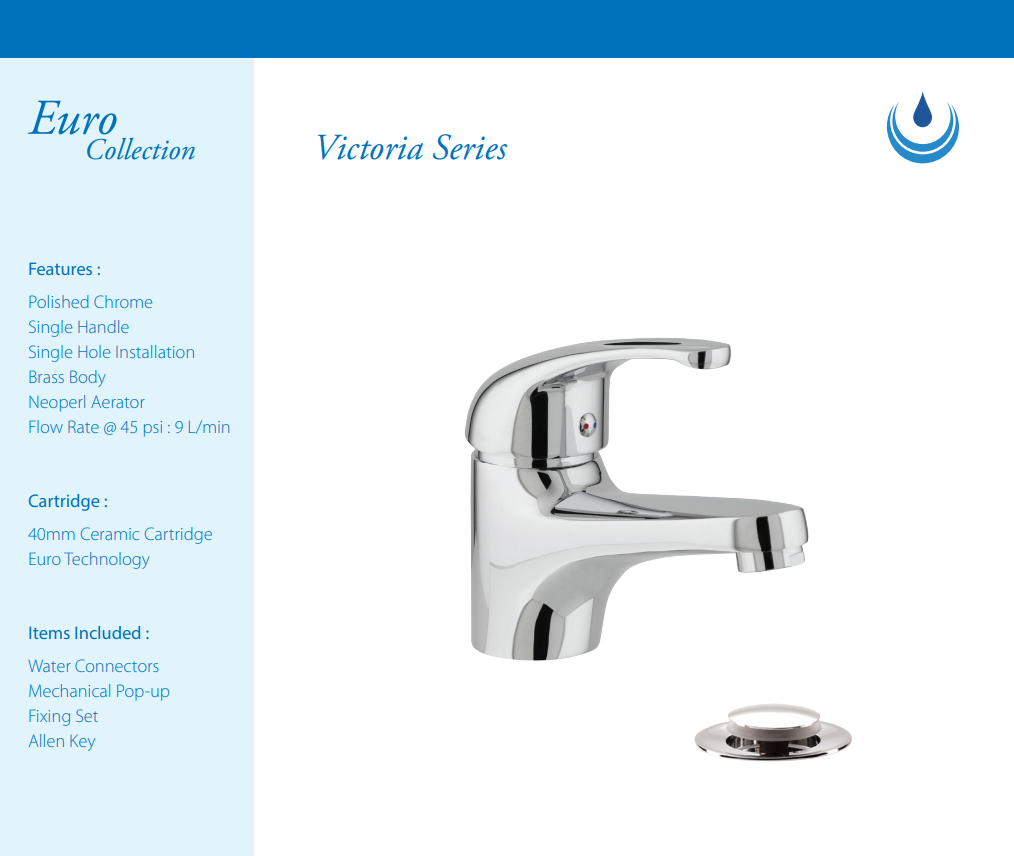 DURAFLOW Faucet Victoria DURBASVIC1 with Pop Up Waste