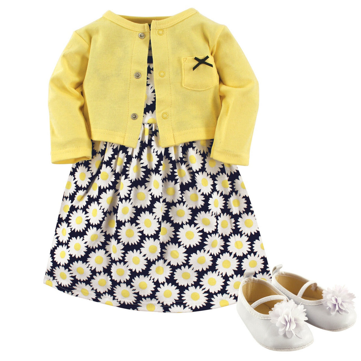 HUDSON Baby Dress Set W/ Cardigan & Shoe 3PCS