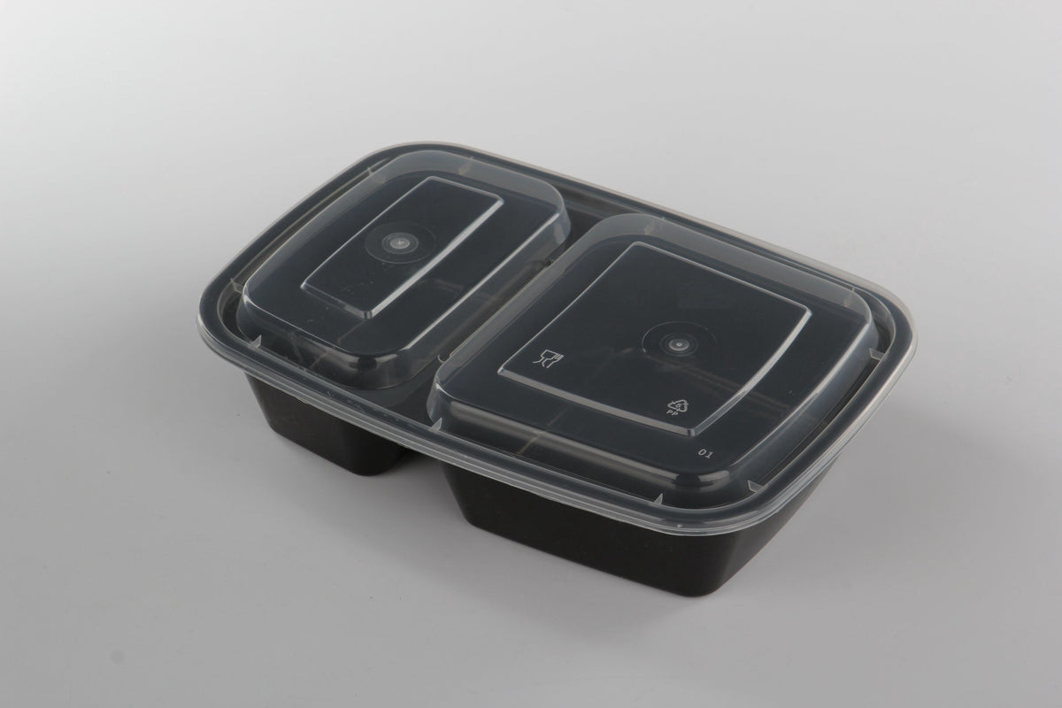 IDEAL Food Bowl Black with Lid LF-32 32OZ 2 Compartment