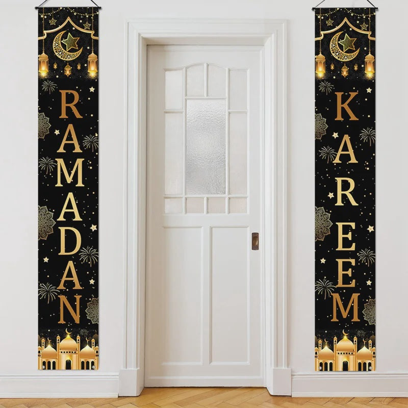 Eid / Ramadan Decor Banner Door Hanging 2PCS Set Black
