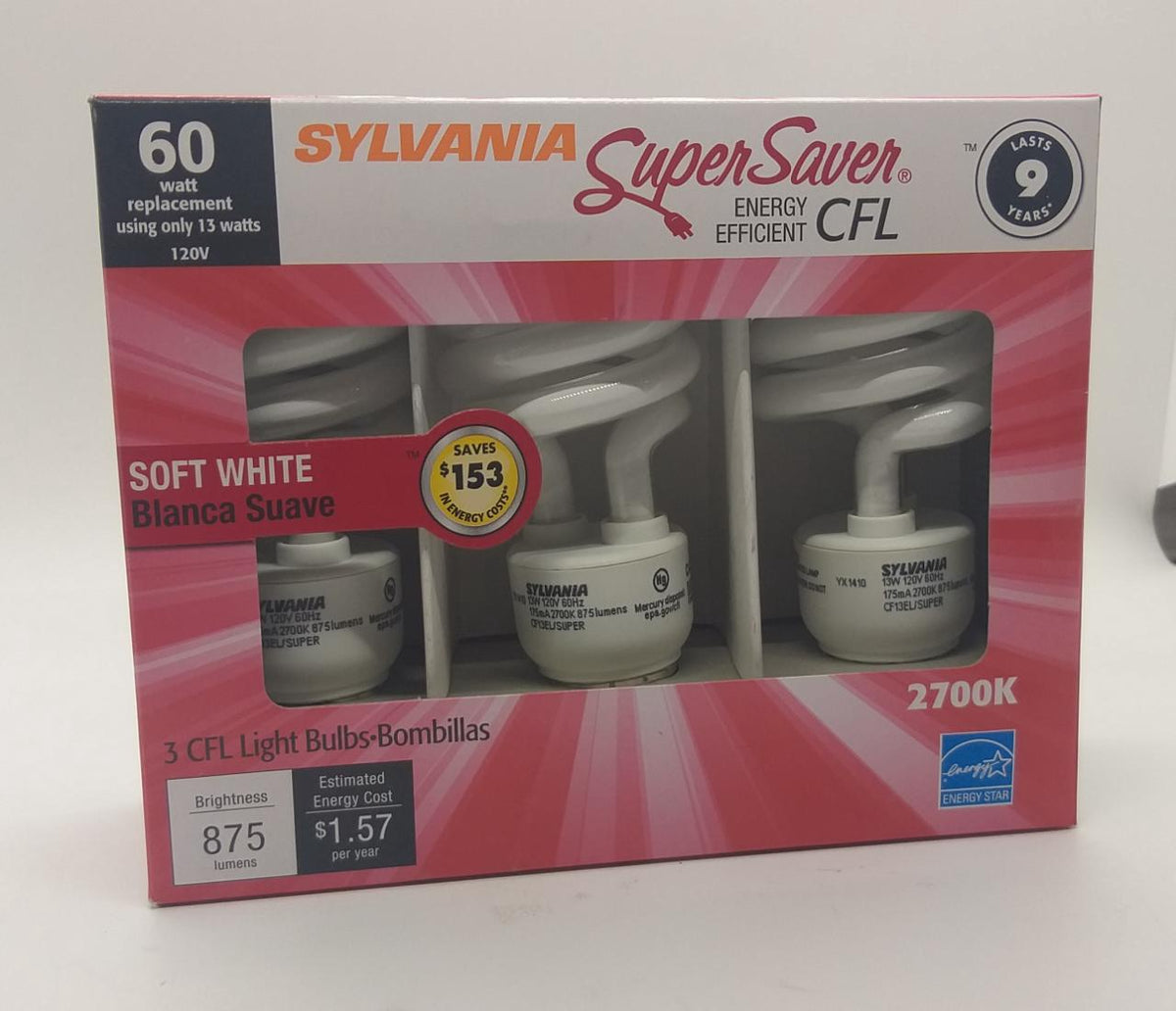 SYLVANIA Bulb Energy 13W 110V Cfl Soft White CF13EL Sold Each