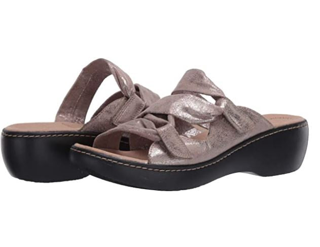 CLARKS Footwear Women's Delana Jazz Sandal Pewter Metallic Synthetic