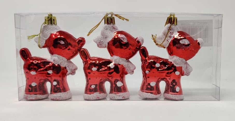 Christmas Decorations Reindeer A3-481 3PCS Pack Red