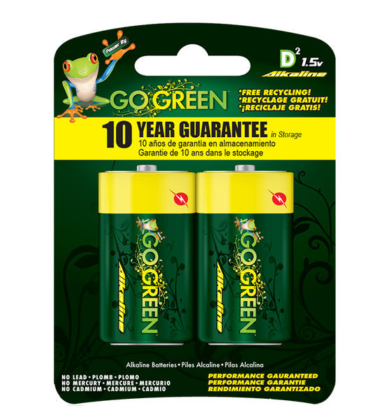 GO GREEN Battery Gogreen D Size Alkaline 24004 2PCS Pack