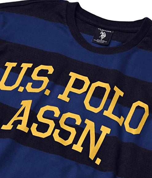 US POLO ASSN. Men T-SHIRT Us Polo Stripe Round Neck Blue