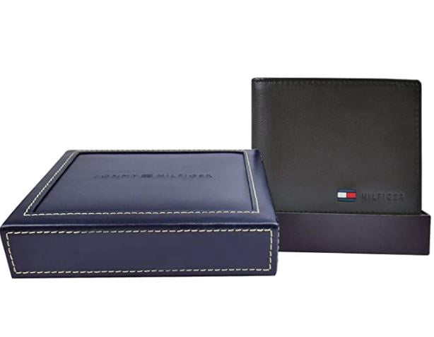 TOMMY HILFIGER Wallet Men's Leather Slim Bifold Brown