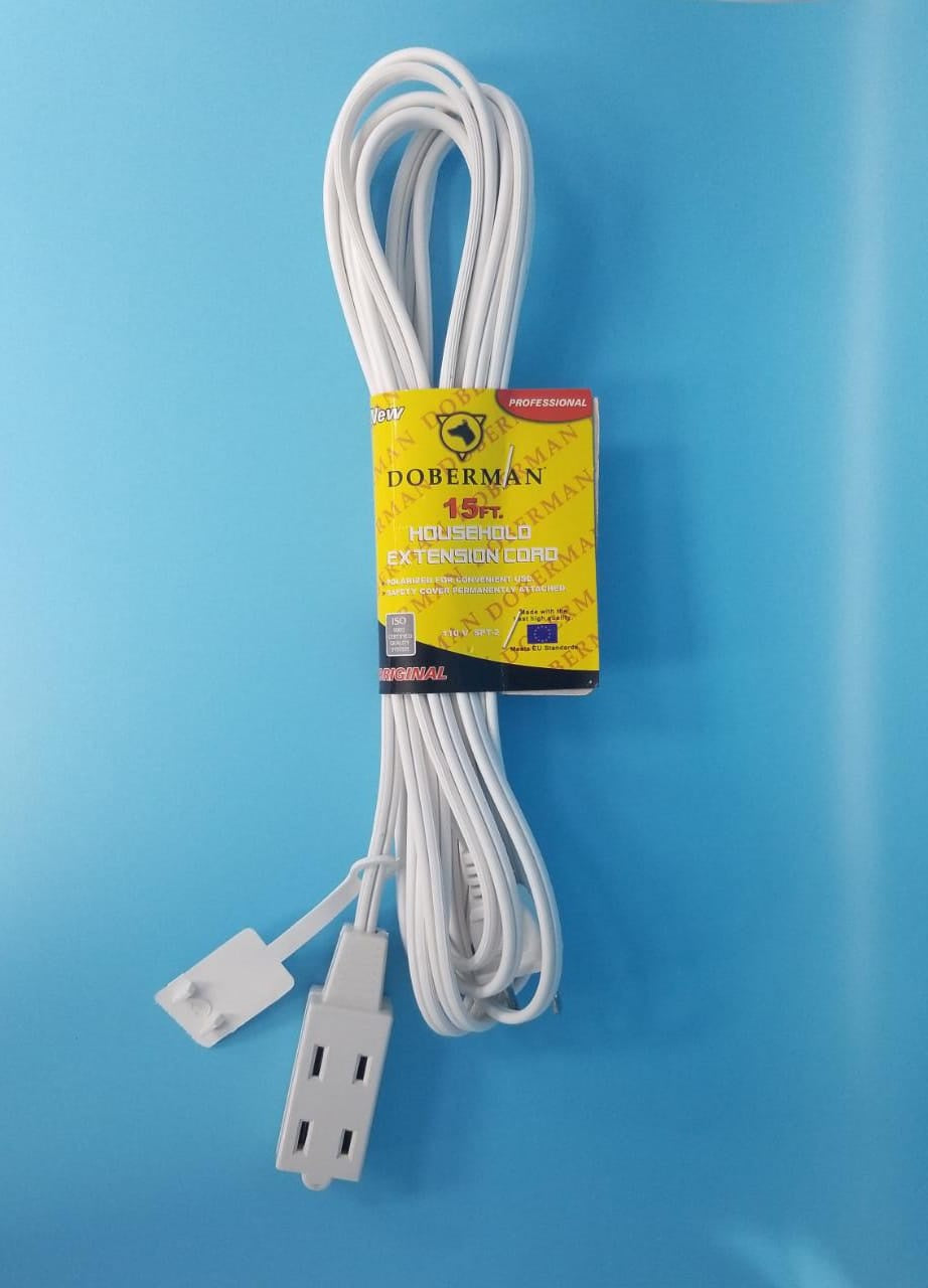 DOBERMAN Extension Cord Indoor 15FT White