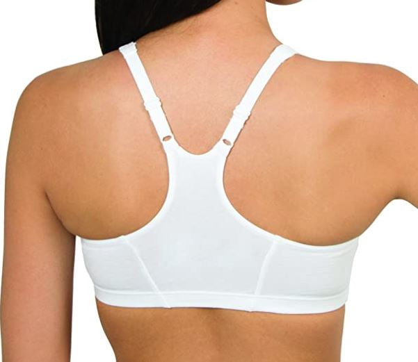 FRUIT OF THE LOOM Women Sports Bra Shirred Front Racerback 3PACK BLACK/WHITE/GREY