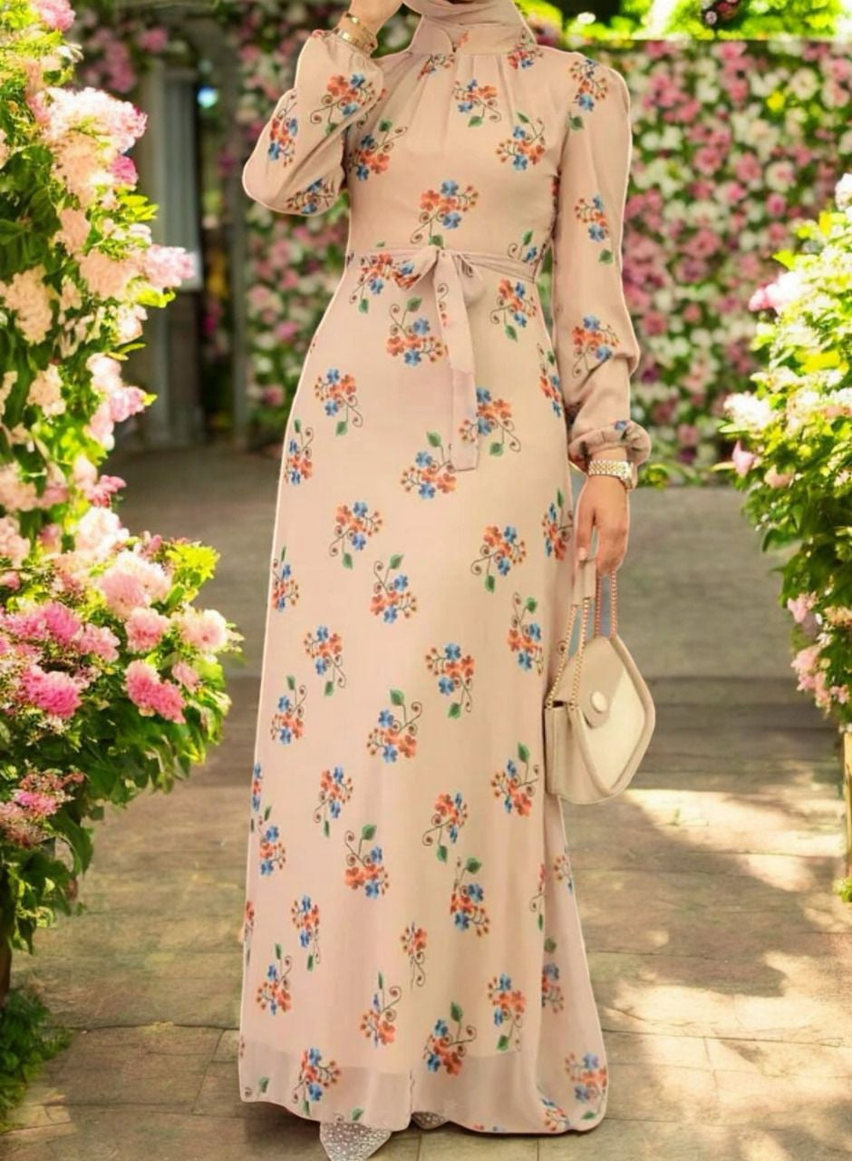 Dress Lined Floral Black / Beige