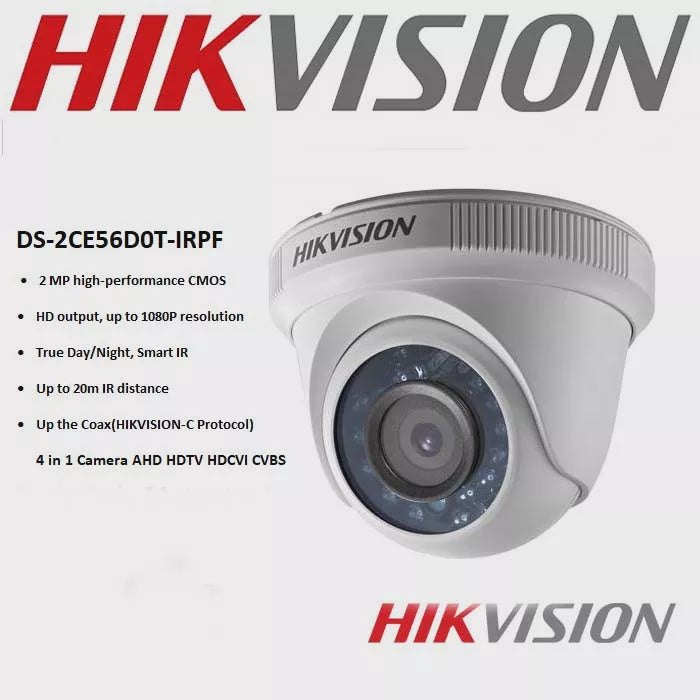 HIKVISION Security Camera Dvr DS-2CE56D0T-IRPF Turbo HD Dome