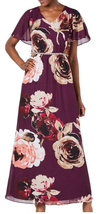 SLNY Dress Casual Maxi Floral Print Embellished