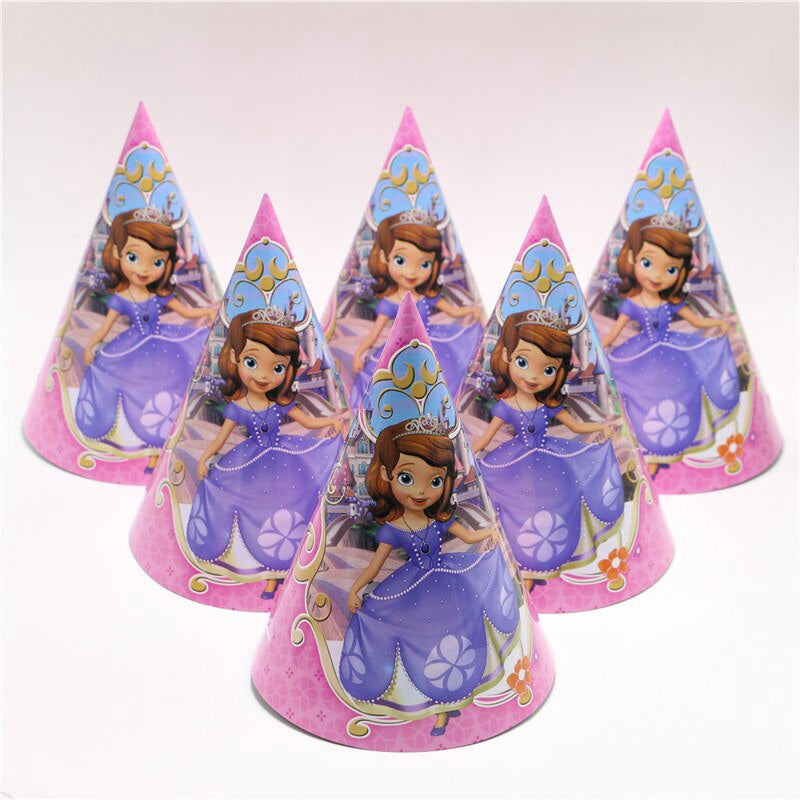 Party Hats Characters 6PCS Pack Paper Cone Type with String BI50