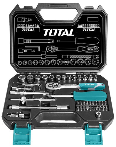 TOTAL Socket Set 45PCS THT141451 1/4"