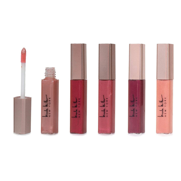 NICOLE MILLER Makeup Lip Gloss 5 Pack Super Shine Collection Gift Set with Five Different Shade Lip Glosses