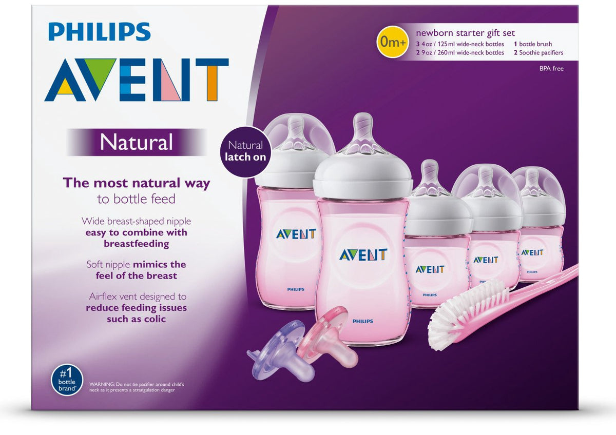 PHILIPS Baby Avent Natural Baby Bottle Pink Gift Set SCD206/11