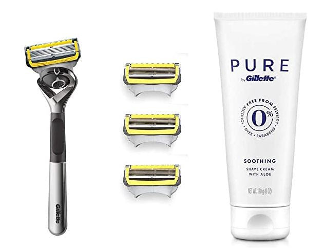 GILLETTE Gift Set Men Fusion Proglide 4 Fusion Blade Refills, 1 Razor Handle & Shaving Cream