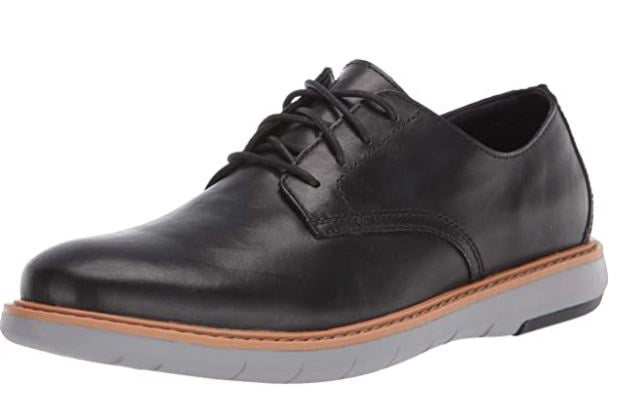 CLARKS Footwear Men's Draper Lace Oxford Black Leather with Grey Outsole