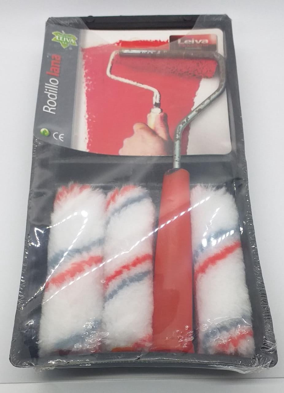 Roller Brush Kit 4" Leiva Tray with Handle and 3 Pads