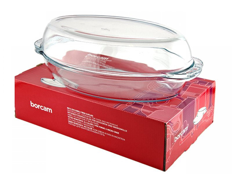 BORCAM Glass Casserole 59022 with Cover Red Box