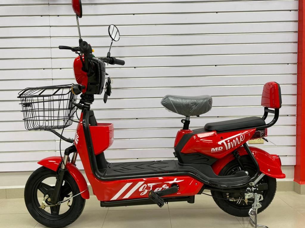 Electric Bike Md Time Start GE-RED with Mirrors, Turn Signals, Alarm and Charger Ebike