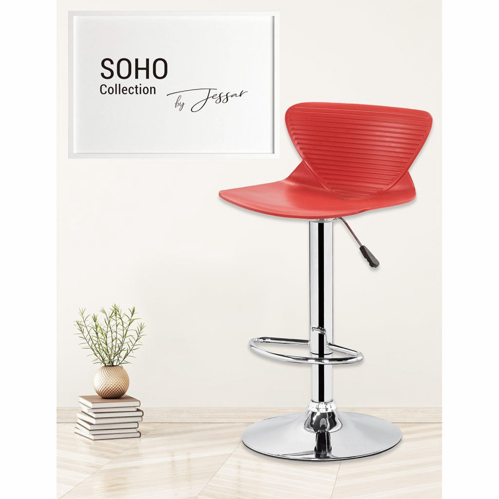JESSAR Bar Stool 6-01503 Adjustable Height Swivel “Soho” Red