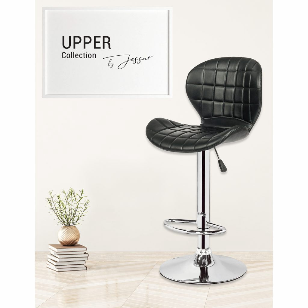 JESSAR Bar Stool 6-01505 Adjustable Height Swivel “Upper” Black