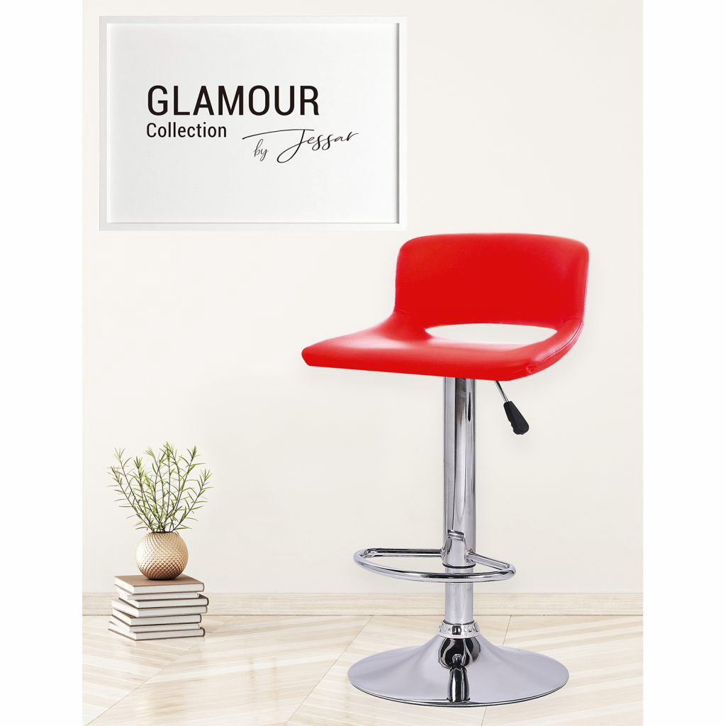 JESSAR Bar Stool 6-01512 Adjustable Height & Swivel “Glamour” Red