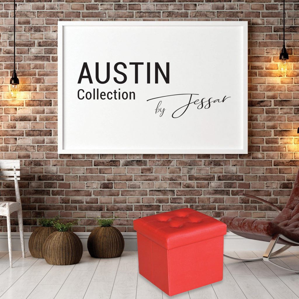 JESSAR Ottoman Cube Storage 6-01518 "Austin" Red 38 X 38 X 38 CM