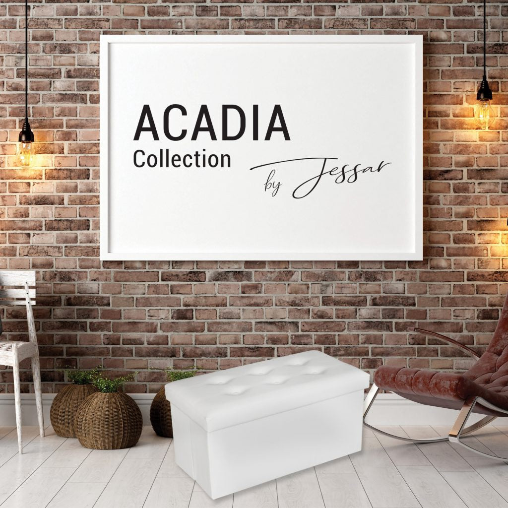 JESSAR Ottoman Rectangular Storage 6-01522 “Acadia” White 76.5 X 38 X 38 CM
