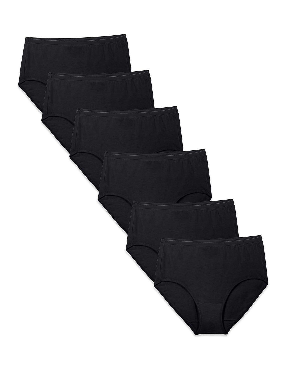 FRUIT OF THE LOOM Women Underwear 6 Pack Cotton Black