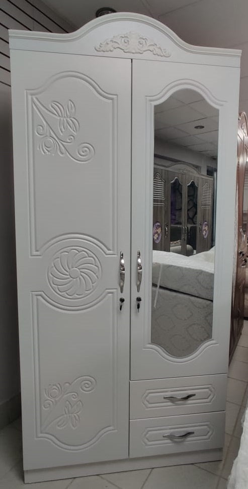 Wardrobe Double with Mirror White 9770-2