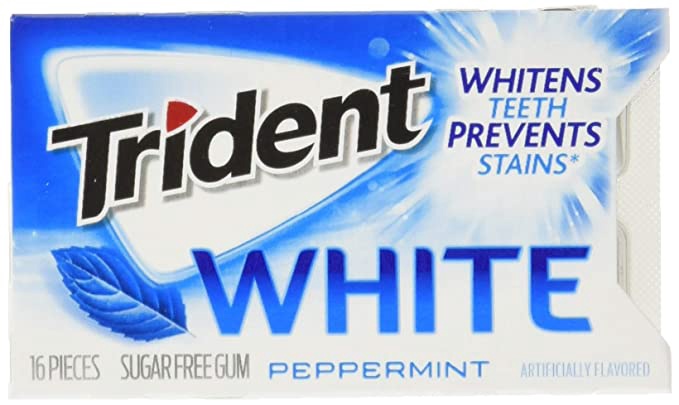 TRIDENT White Peppermint Flavor Gum Sugar Free 16-PIECES