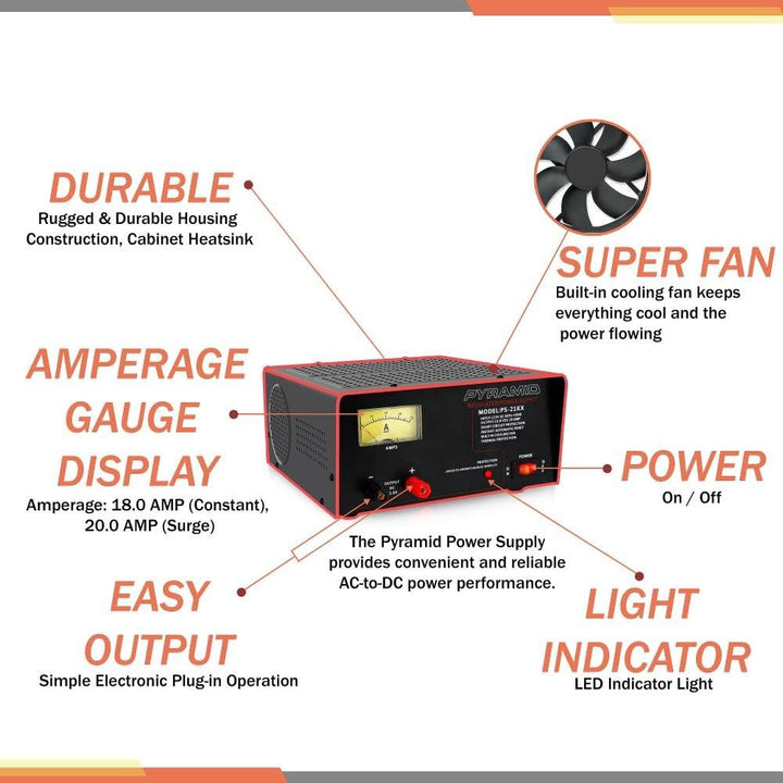 PYRAMID Power Supply DC PS-21KX 12V 20AMPS