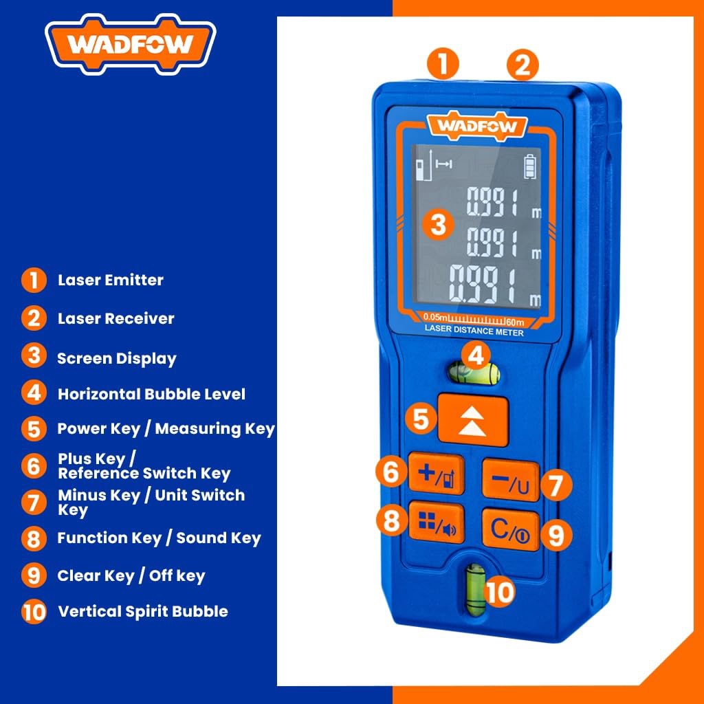 WADFOW Laser Distance Detector WDL1506 60M