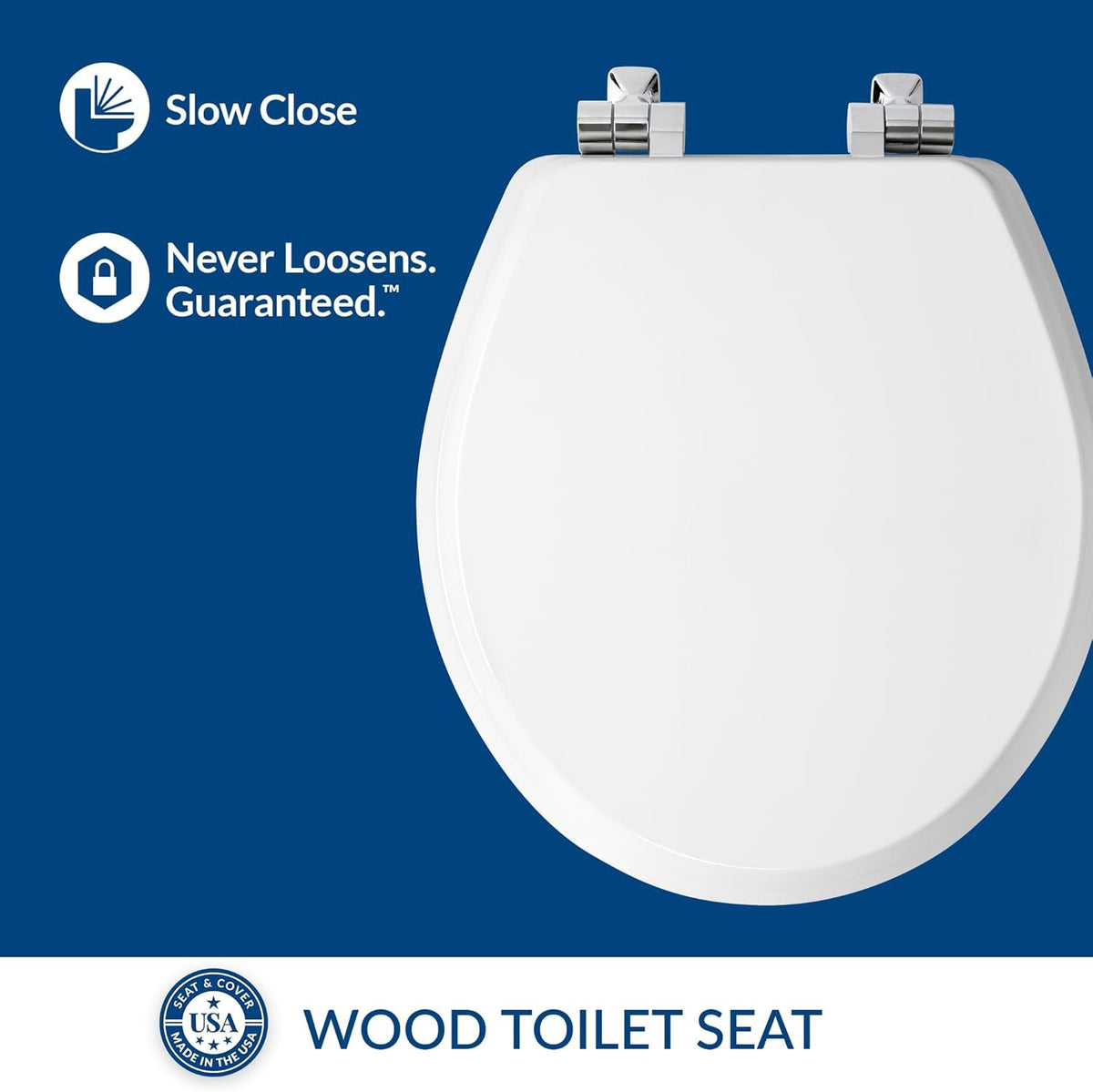 MAYFAIR Toilet Seat Round Wood White 826CHSL
