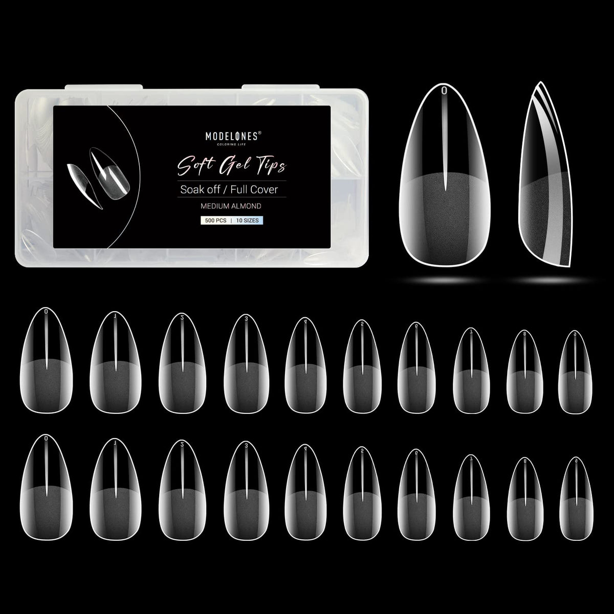 MODELONES Nails Aoft Gel Tip Almond 500PCS