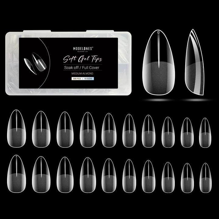 MODELONES Nails Aoft Gel Tip Almond 500PCS