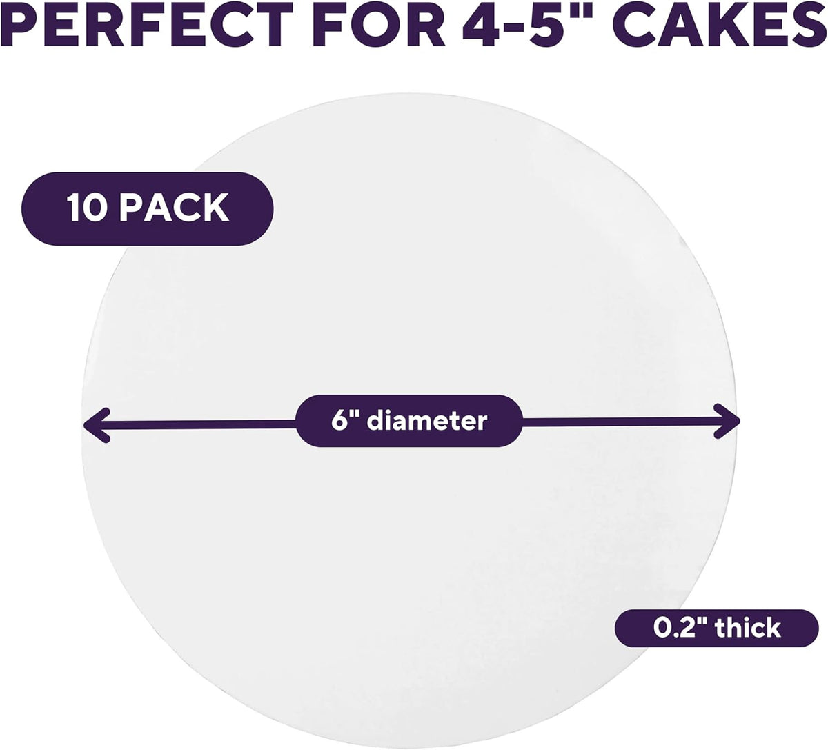 WILTON Baking Cake Board 6" 15.2CM Round 2104-64 White 10PCS Pack